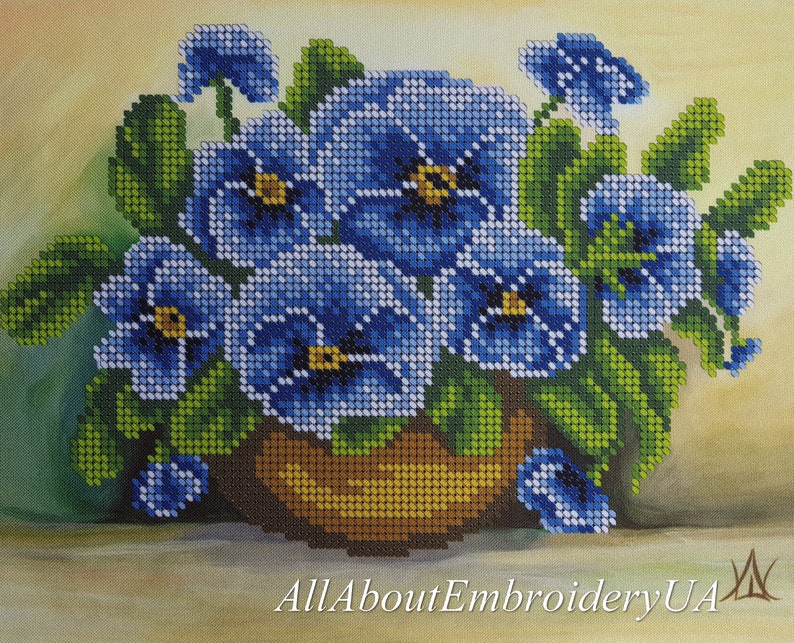 ForgetMeNot Bead embroidery kit Floral 3D Needlepoint Tapestry Handcraft kit Blue Nosegay Beaded cross stitch pattern seed beads perle