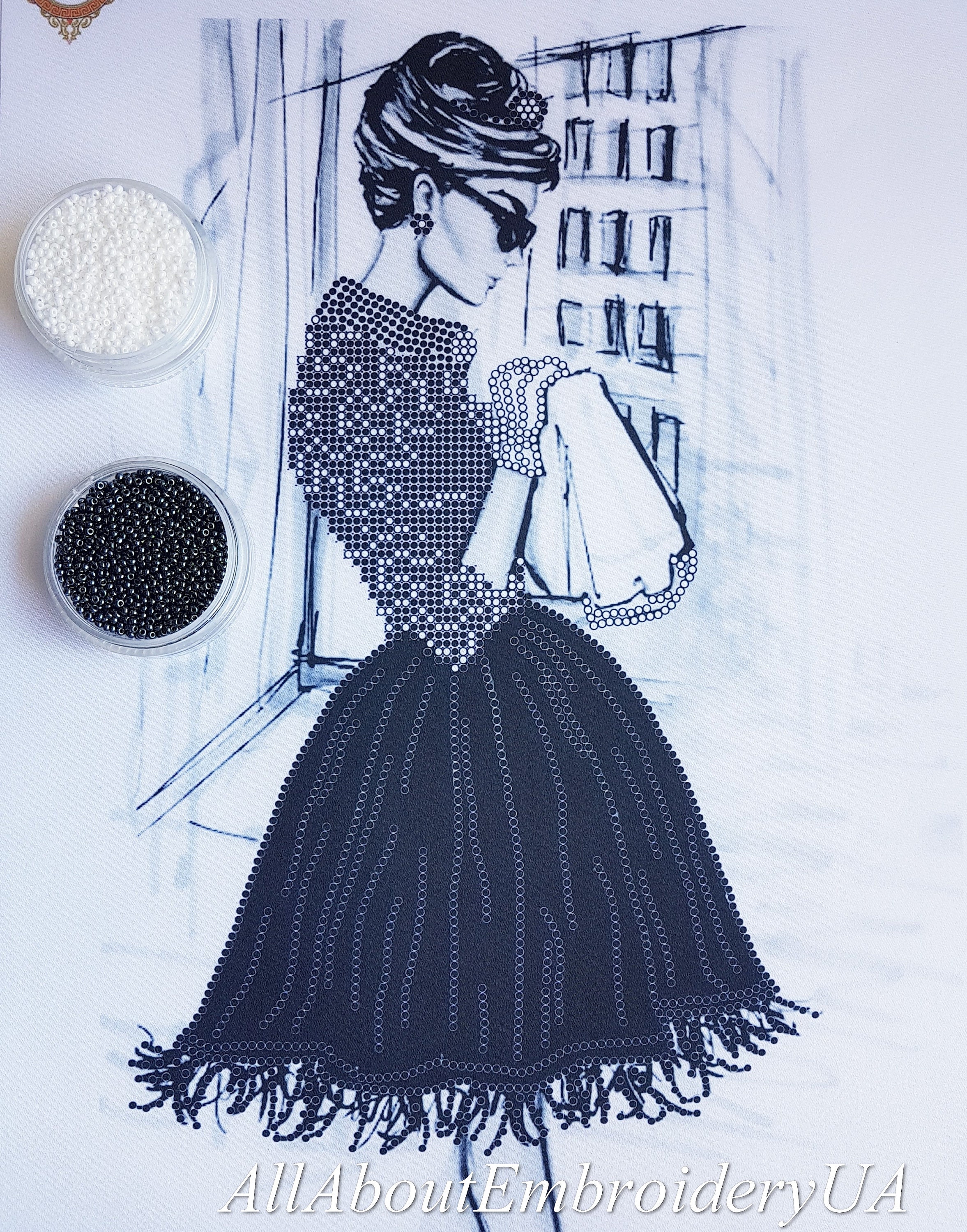 French Woman Bead embroidery kit People beaded cross stitch Needlepoint Tapestry Handcraft kit Paris Charm