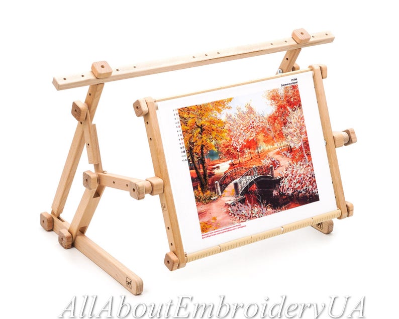 Needlework Adjustable Lap Table Stand Hands free Wooden Embroidery Cross Stitch Scroll Frame Tapestry Holder Bed Table Stand craft tool image 8