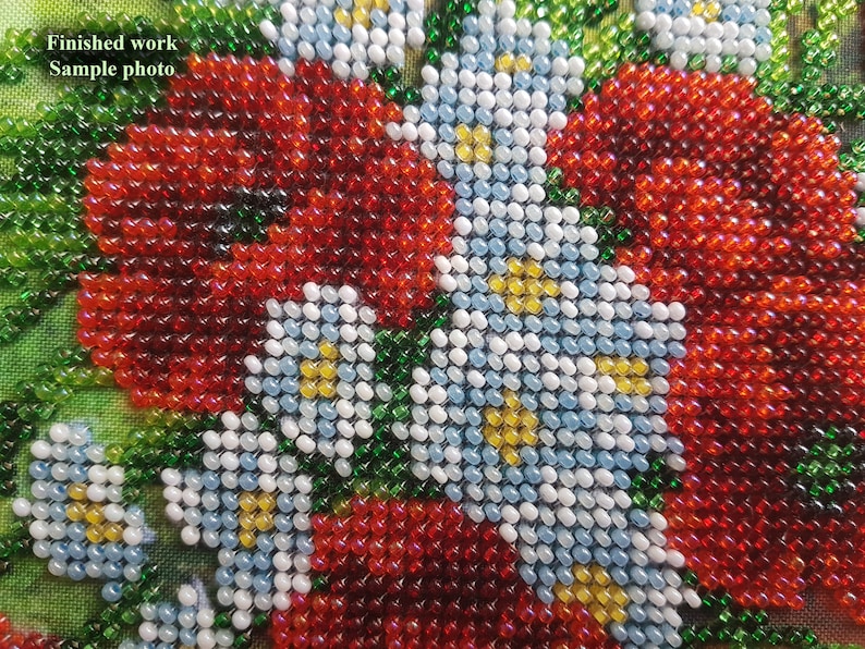 Wildflowers Bead Embroidery Needlepoint Tapestry Kit Poppies - Etsy