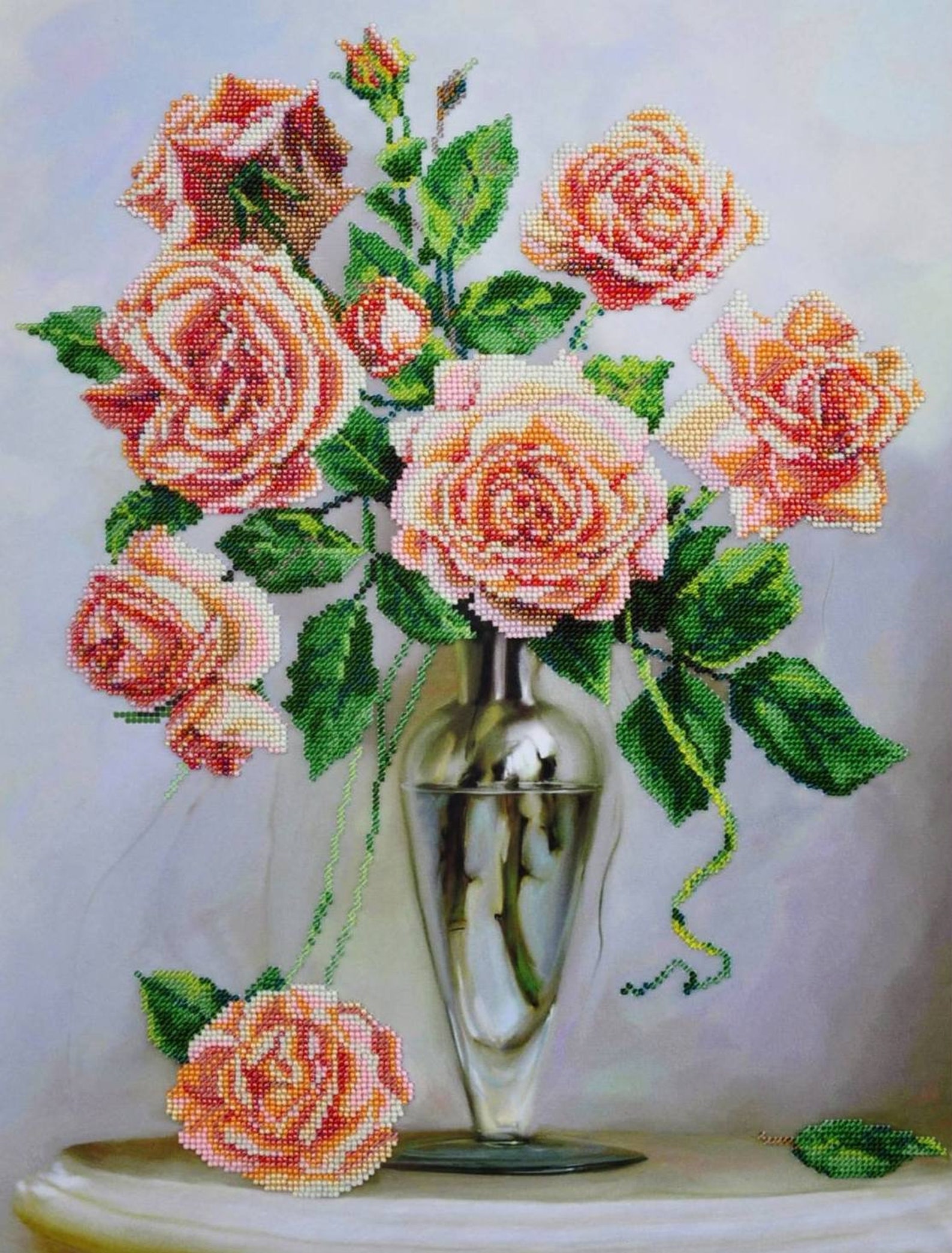 Bead Embroidery Kit Roses Needlepoint Tapestries Kit Floral Etsy