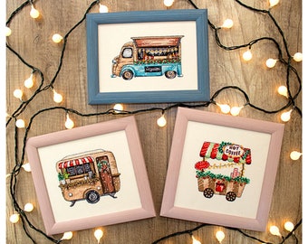 Christmas Cars Counted Cross stitch kit Happy Holidays Leti L8001 Letistitch, Set of 3 designs, Christmas ornament kits Xmas embroidery kits