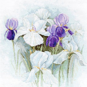 Counted Cross stitch kit Irises Luca-s B2367 Size: 28x31 cm / 11.1x12.2" Purple Flowers Embroidery Needlepoint xstitch DIY kits floral