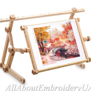 Needlework Adjustable Lap Table Stand Hands free Wooden Embroidery Cross Stitch Scroll Frame Tapestry Holder Bed Table Stand craft tool image 1