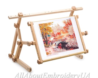 Needlework Adjustable Lap Table Stand Hands free Wooden Embroidery Cross Stitch Scroll Frame Tapestry Holder Bed Table Stand craft tool