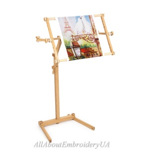 Needlework Floor-Standing Type Stand with Adjustable Frame Made of Organic Beech Wood Tapestry Cross Stitch Embroidery Frame Holder 15.7 x 22