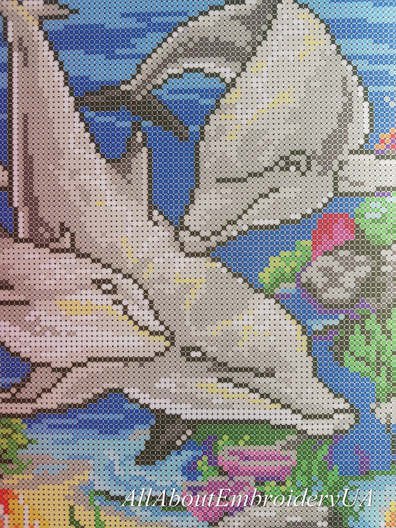 Dolphins Bead Embroidery Needlepoint Kit Sea Life Handraft Etsy