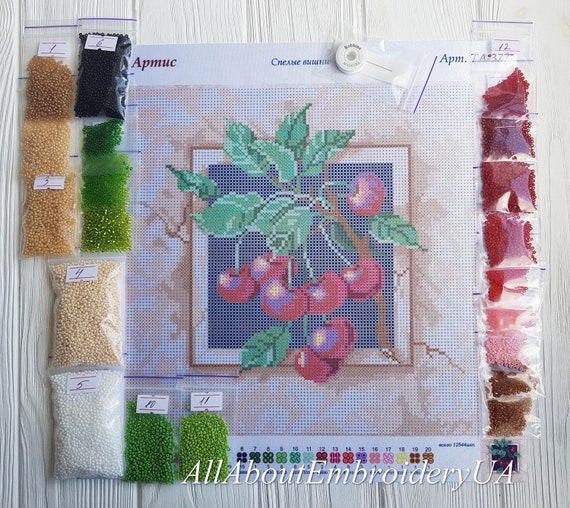 ビーズ刺繍キット チェリーニードルポイントキット ビーズクロス