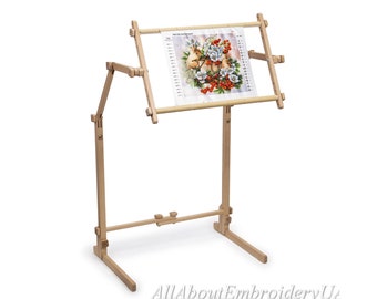 Needlework Floor-standing type Stand with Adjustable Frame Made of organic beech wood Tapestry Cross stitch Embroidery Frame Hoop Holder