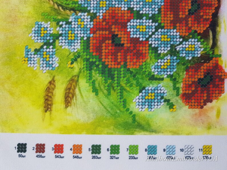 Wildflowers Bead Embroidery Needlepoint Tapestry Kit Poppies Etsy