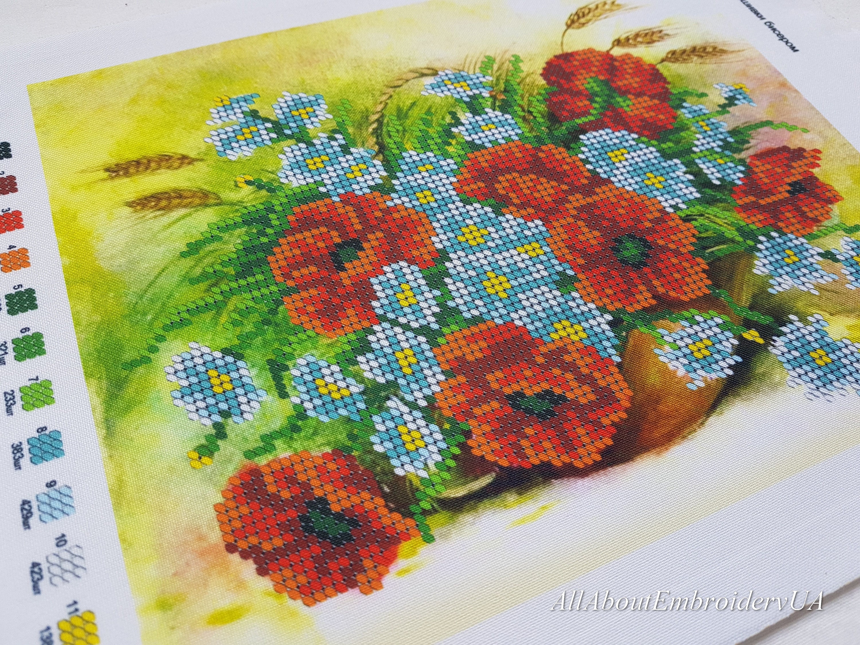 Wildflowers Bead Embroidery Needlepoint Tapestry Kit Poppies Etsy