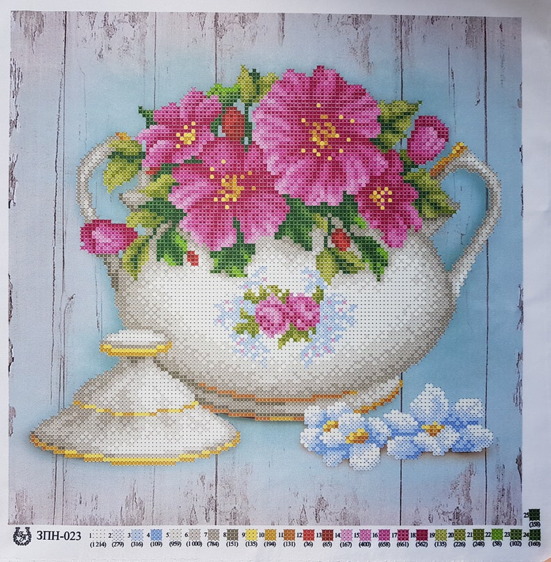 Teapot Bead embroidery needlepoint tapestry kit Kitchen DIY wall decor Beaded cross stitch kits Beadwork kit