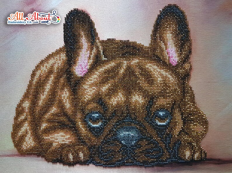 French Bulldog Bead Embroidery Needlepoint Tapestry Kit Dog Etsy