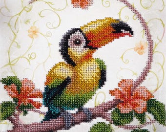 ビーズ刺繍キット エキゾチックビューティー、鳥の刺繍、ビーズの