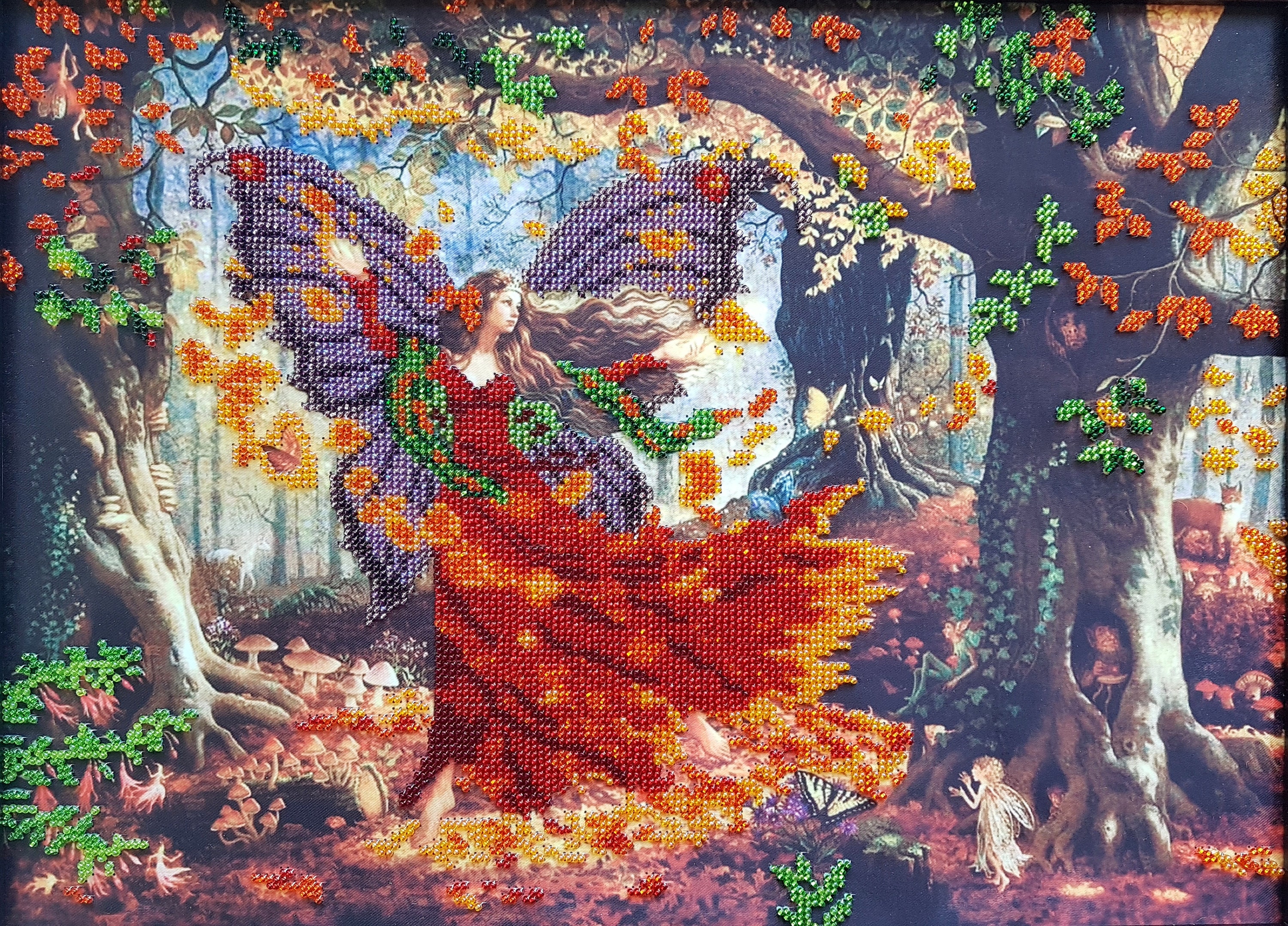 Autumn Fairy 3D Beads Embroidery Kit Beaded Cross Stitch Fall