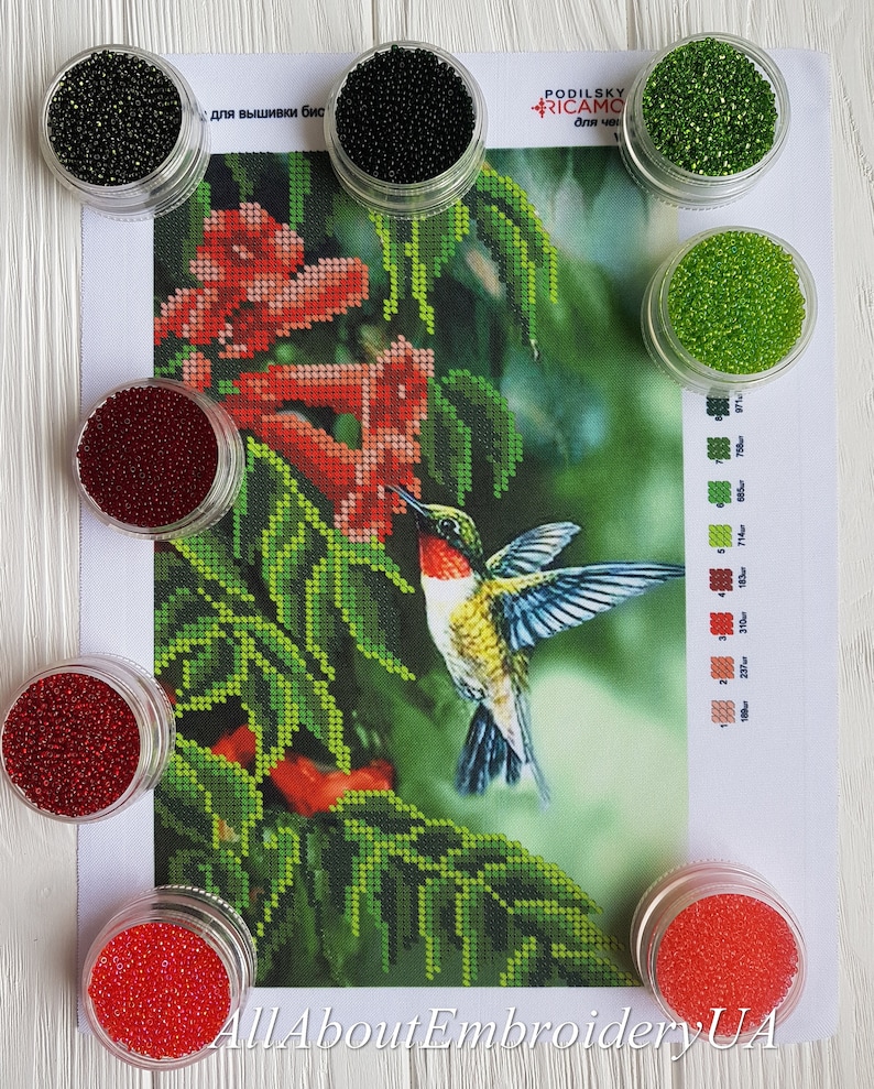 Humming Bird Bead Embroidery Kit Bird Needlepoint Tapestry Etsy