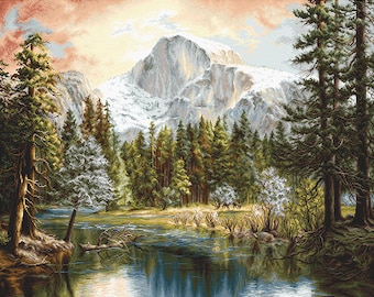 Counted cross stitch kit Nature’s Wonderland Luca-s B604 Size: 26.1 x 17.8&quot;\66x45cm Mountain Landscape embroidery needlework handcraft kits