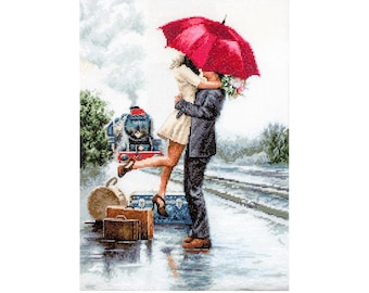 Counted Cross stitch kit In Love Luca-s B2369 Size:22x31 cm / 8.6x12.1 in., Romantic Couple Meeting Embroidery kits xstitch needlework
