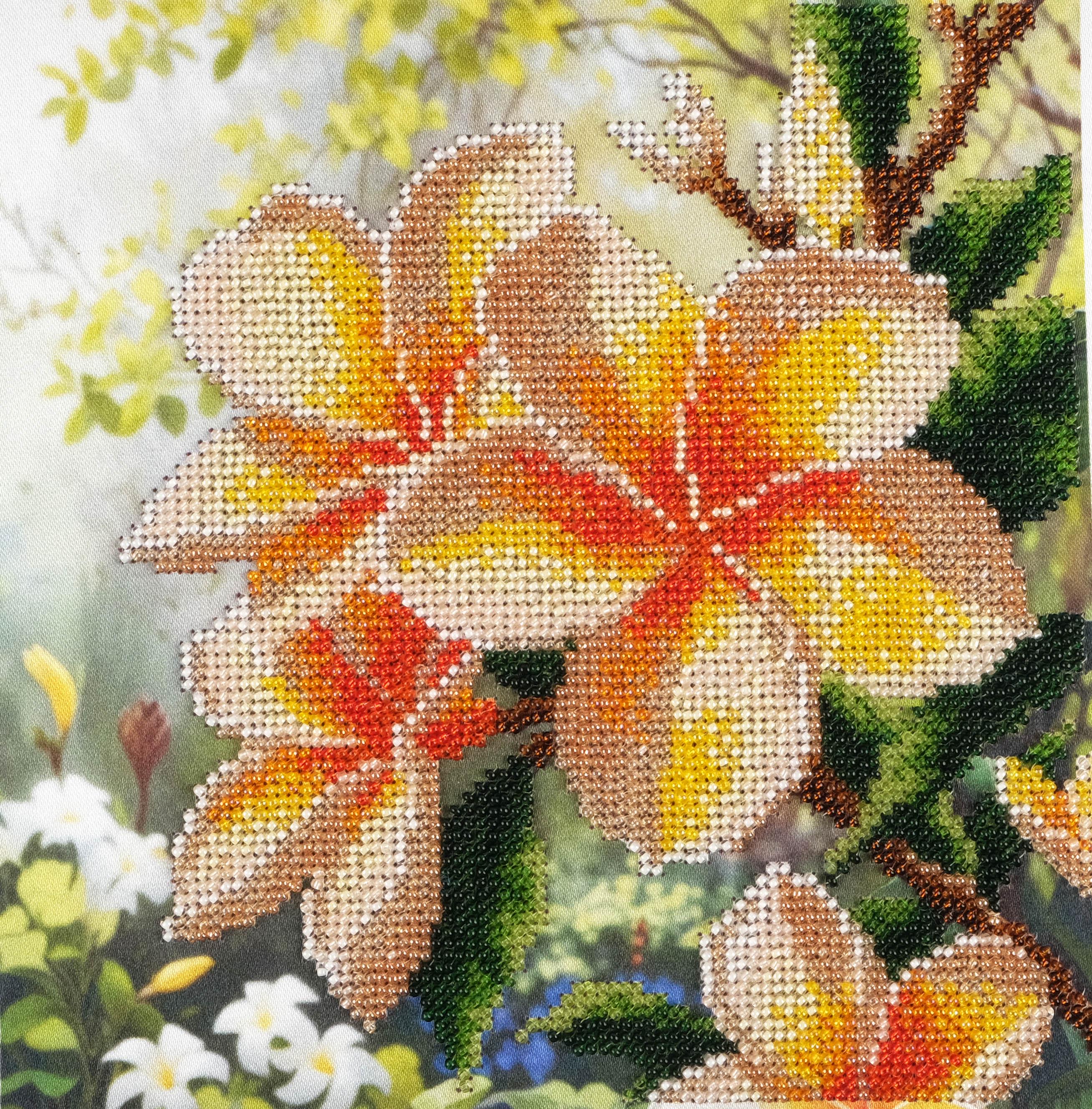 Bead Embroidery Kit Plumeria FL-1110 Allaboutembroidryua Beaded