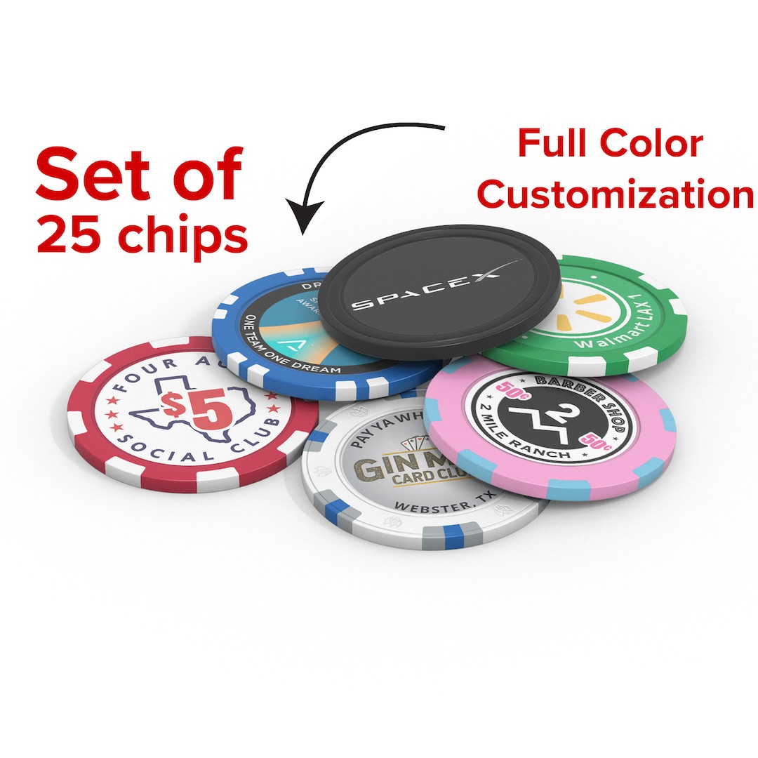 Custom Poker Chips Set of 25 Direct to Chip Printing Full Color Poker