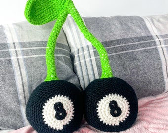 Oreiller au crochet, oreiller à 8 boules noires faites à la main, décoration intérieure, décoration intérieure à 8 boules, cadeau pour elle, décor de chambre Preppy, Harry Styles