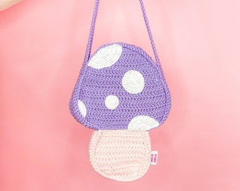 Crochet Bag, Crochet Tote Bag, Mini Mushroom Bag, Lilac Fairycore Bag, Modern Crochet, Made with Love, Y2K Fashion, Birthday Gift