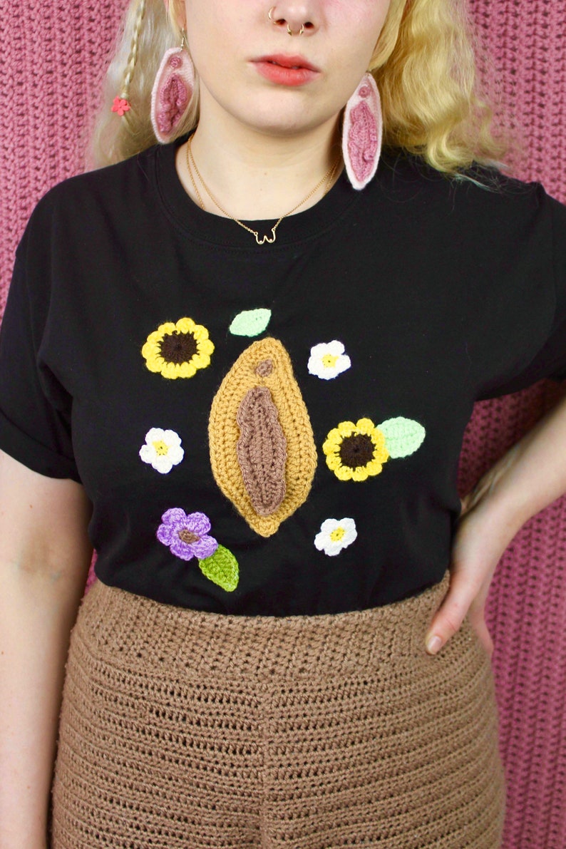 Tan Flower Crochet Tee
