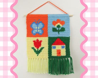 Home Sweet Home Wall Hanging Crochet Pattern, Tapestry Crochet (PDF Instant Download)