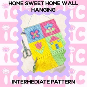 Crochet Pattern, Home Sweet Home Wall Hanging, Crochet Wall Hanging Pattern, Crochet Tapestry Pattern, Instant PDF Download, Gift for Her