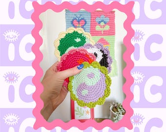 Crochet Coaster Pattern, Yin and Yang Coasters, Crochet Pattern, PDF Instant Download, Funky Home Decor, Crochet Home Pattern