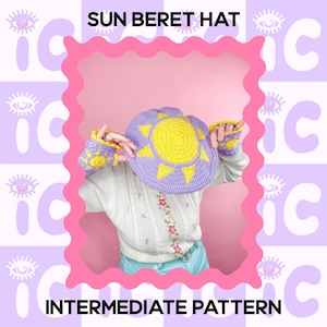 Crochet Pattern, Crochet Beret Hat, PDF Download, Instant Pattern, Beginner Crochet Pattern, Sun Handmade Beret, Y2K Fashion