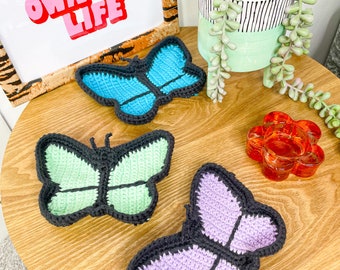 Benutzerdefinierte gehäkelte Schmuckschale, Schmetterling Schmuckschale, Schmuckschale, Wohnkultur, Geschenk für sie, Ringschale, Schmuckschale