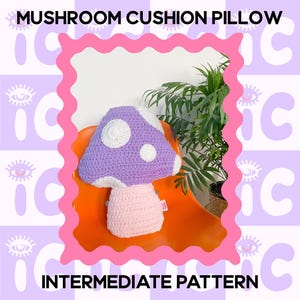 Crochet Pattern, Mushroom Cushion Pattern PDF, Crochet Pillow Pattern Halloween Home Decor, Instant Download, DIY Housewarming Gift, Cottage