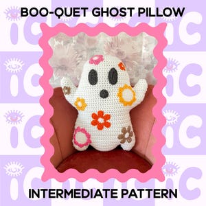 Crochet Pattern, Boo-quet Ghost Pillow Pattern PDF, Crochet Pillow Pattern Halloween Home Decor, Instant Download, DIY Housewarming Gift