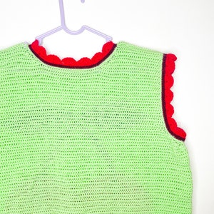 Crochet Top, Handmade Cherry Vest, Mint size UK 20, Handmade Vest, Crochet Modern Tapestry, Y2K Kidcore, Fruit & Veg image 7