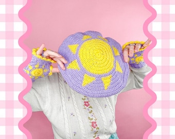 Sun Beret Hat Crochet Pattern, Tapestry Crochet (Instant PDF Download)