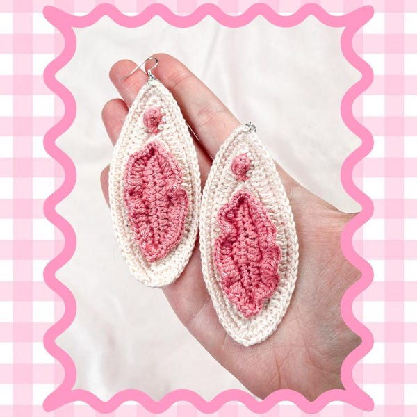 Vulva Earrings Crochet Pattern, Crochet Jewelry (PDF Instant Download)