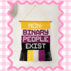Patrón de ganchillo para tapiz de pared no binario, decoración para el hogar LGBTQ+ (descarga instantánea en PDF)