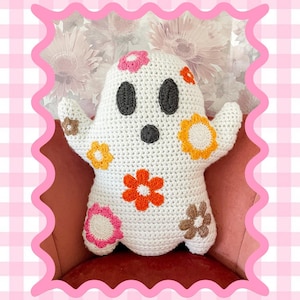 Boo-quet Ghost Cushion Crochet Pattern, Halloween Home Decor, DIY Housewarming Gift (PDF Instant Download)