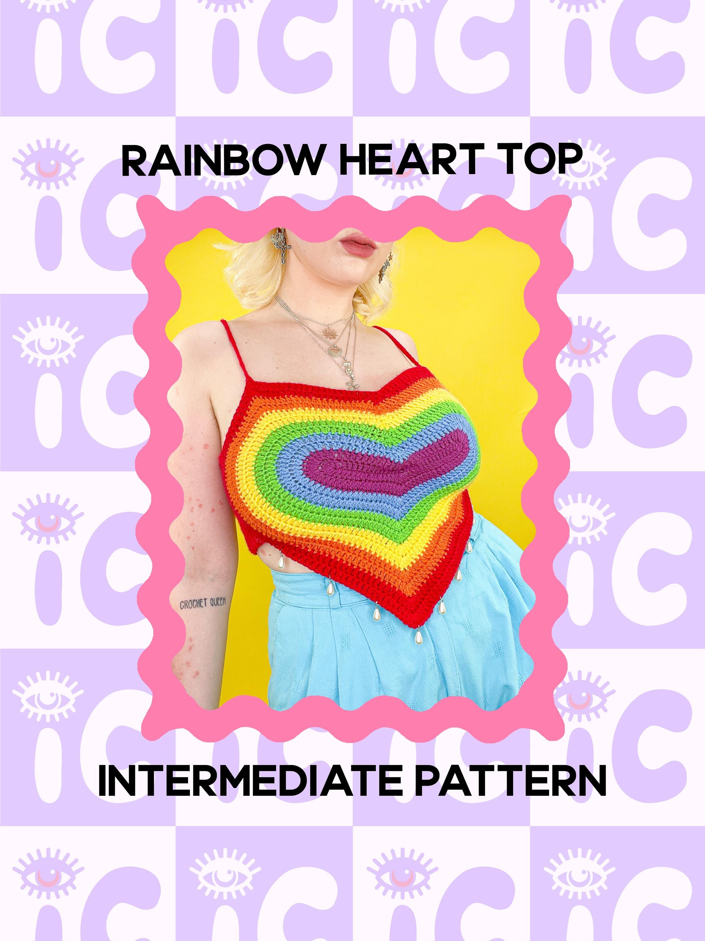 Crochet Pattern, Crochet Pride Heart Top, PDF Pattern, Instant Download, Modern Crochet, Y2K Fashion