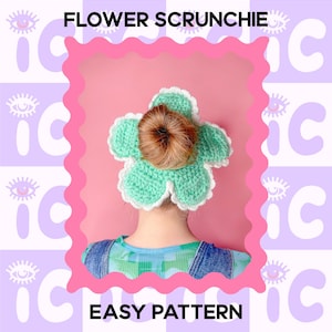 Crochet Scrunchie Pattern, Floral Hair Bands, Crochet Pattern, Hair Scrunchie, PDF Instant Download, Handmade DIY Craft, Only Download PDF