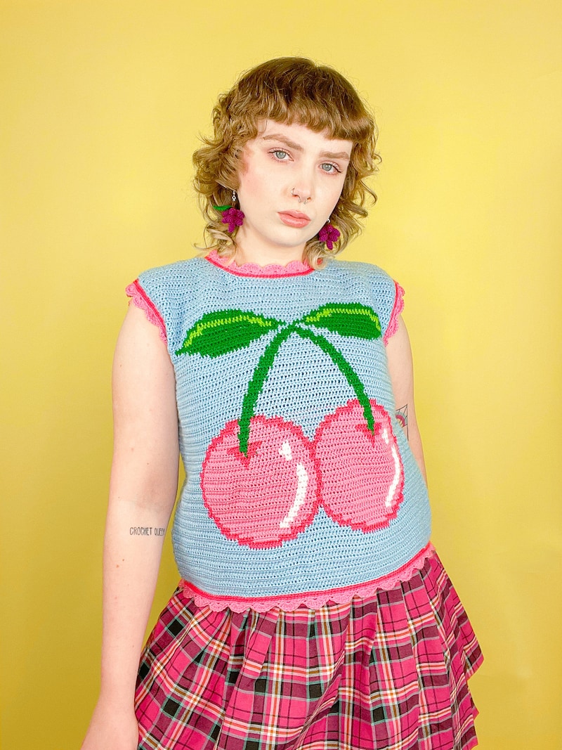 Crochet cherry vest