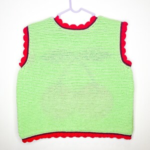 Crochet Top, Handmade Cherry Vest, Mint size UK 20, Handmade Vest, Crochet Modern Tapestry, Y2K Kidcore, Fruit & Veg image 6