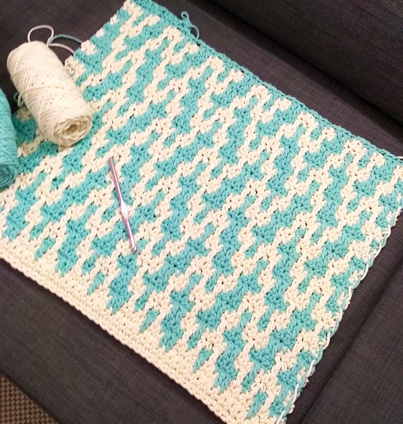 Tapestry crochet. Mosaic crochet pattern pdf. Etsy