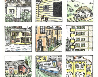 Huizen - kunstafdruk