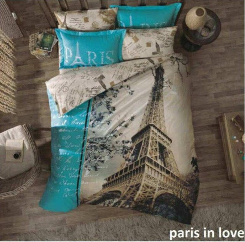 Paris Eiffel Tower Twin Full Double Queen Bedding Duvet Cover Etsy