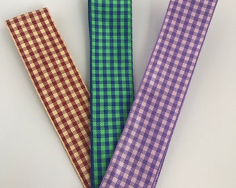 Dual Coloured 25mm Gingham Ribbon, priced per metre