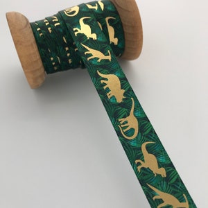 Great Quality Satin Dinosaur Ribbon  - 16mm width, priced per metre