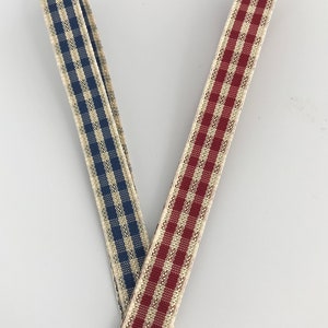 Check/Gingham 10mm Ribbon with Gold Lurex Threading, priced per metre