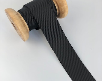 Quality Black Petersham Ribbon - 25mm width,  priced per metre